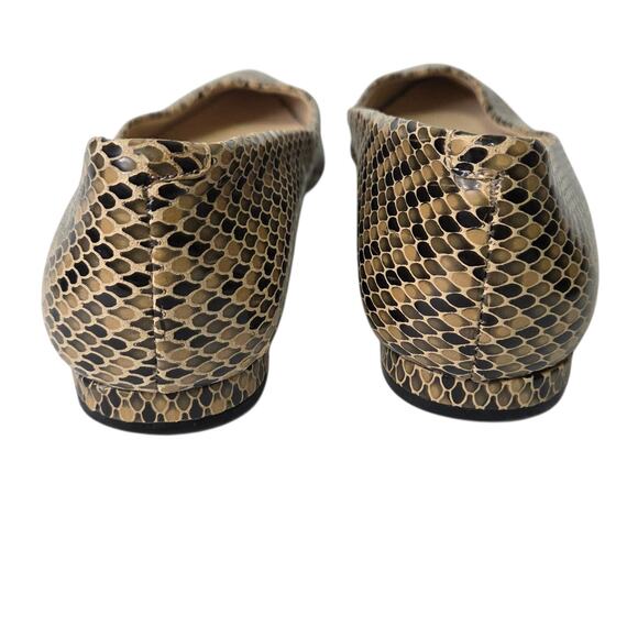 Nine West Women Brown Leather Snakeskin Pointed Toe Slip-On Flats SZ 6.5 Career - Picture 5 of 11